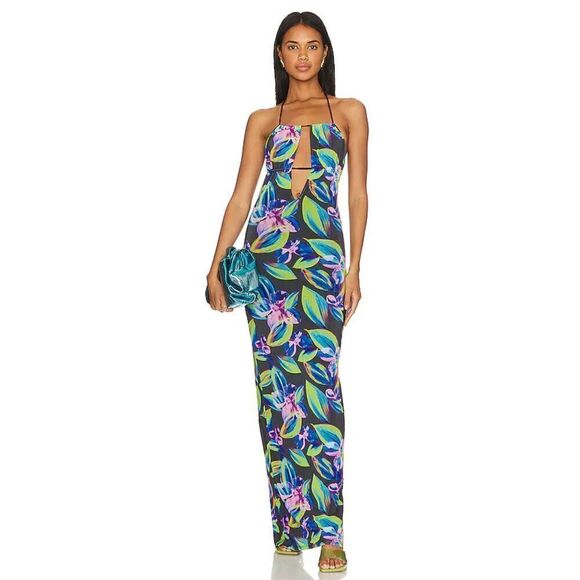 Camila Coelho Maren Maxi Dress in Blue Petal Size XS